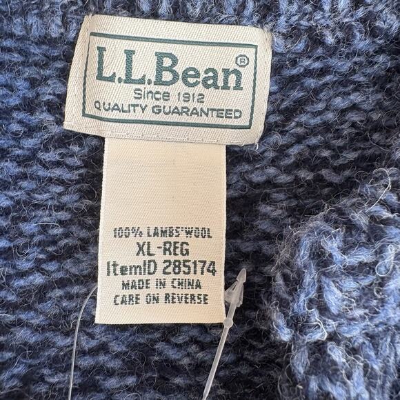 LL Bean 100% Lambs Wool Sweater Men's Size XL Blue Henley Heavyweight Excellent - Picture 4 of 5
